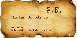 Hirter Borbála névjegykártya